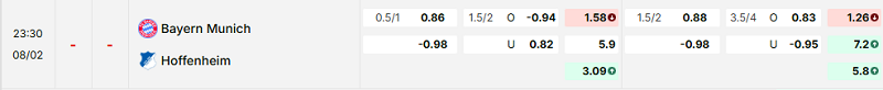 Bảng kèo mới nhất trận Bayern Munich vs Hoffenheim Bảng kèo mới nhất trận Bayern Munich vs Hoffenheim